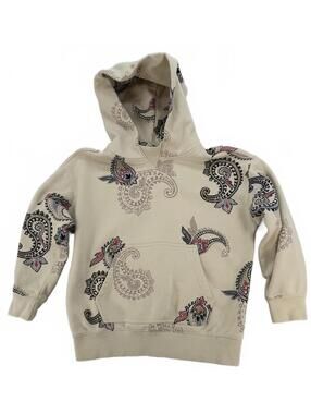 90s GAP Hoodie Teen 8 Cream Paisley Vintage Streetwear